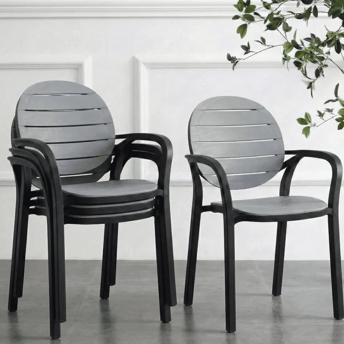 🪑 RK-675 Round Back Plastic Arm Chair – Stylish & Stackable
