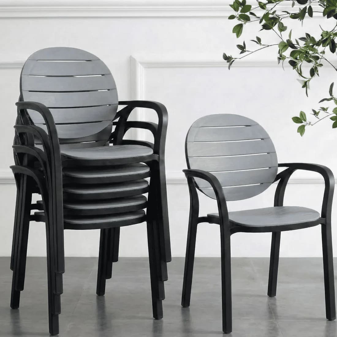 🪑 RK-675 Round Back Plastic Arm Chair – Stylish & Stackable thumbnail 2