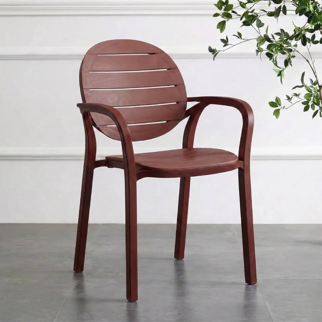🪑 RK-675 Round Back Plastic Arm Chair – Stylish & Stackable thumbnail 4