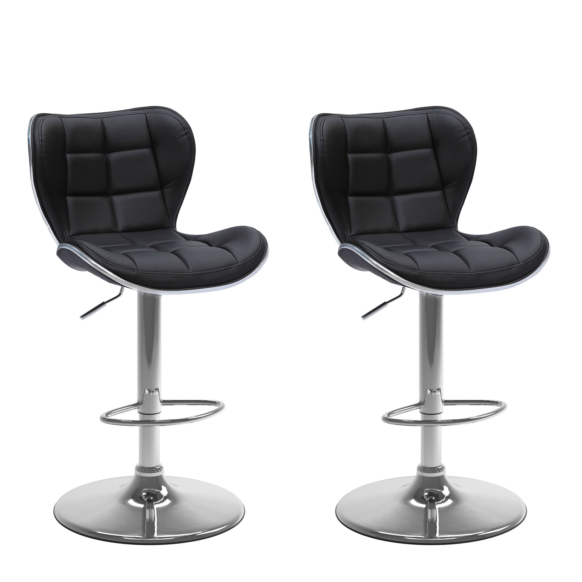 RK-BS-518 Premium Adjustable Bar Stool – Black Leather Seat
