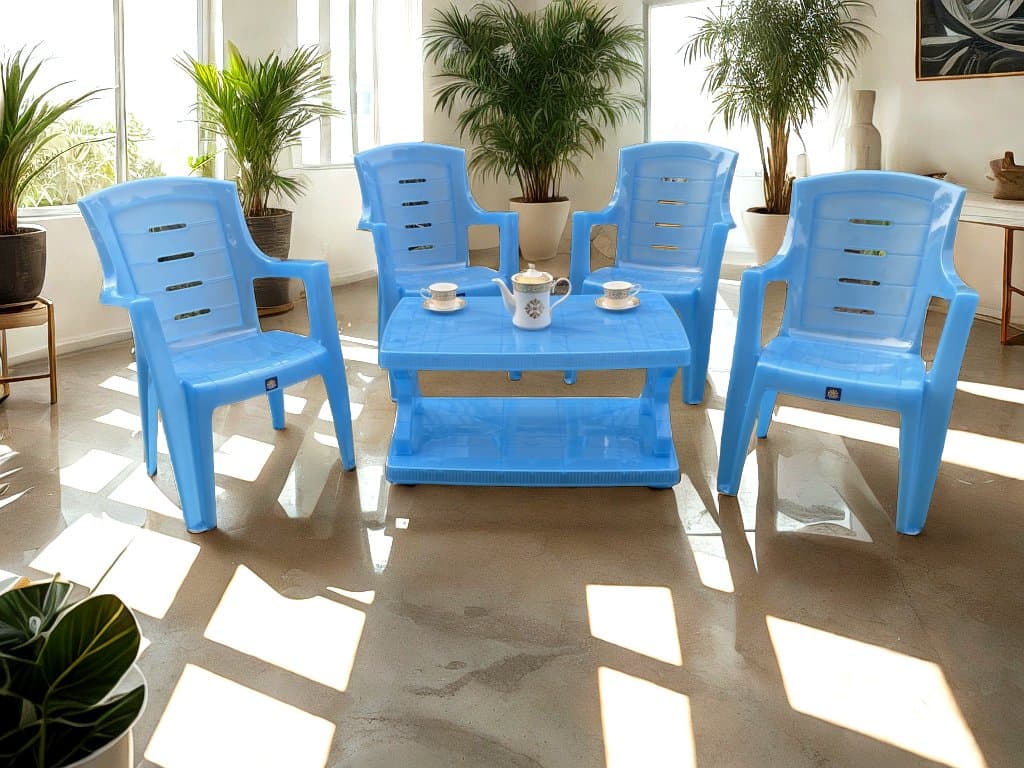 Full Plastic Crystal Elegant Chair Set with BC-335 Crystal Plastic Table